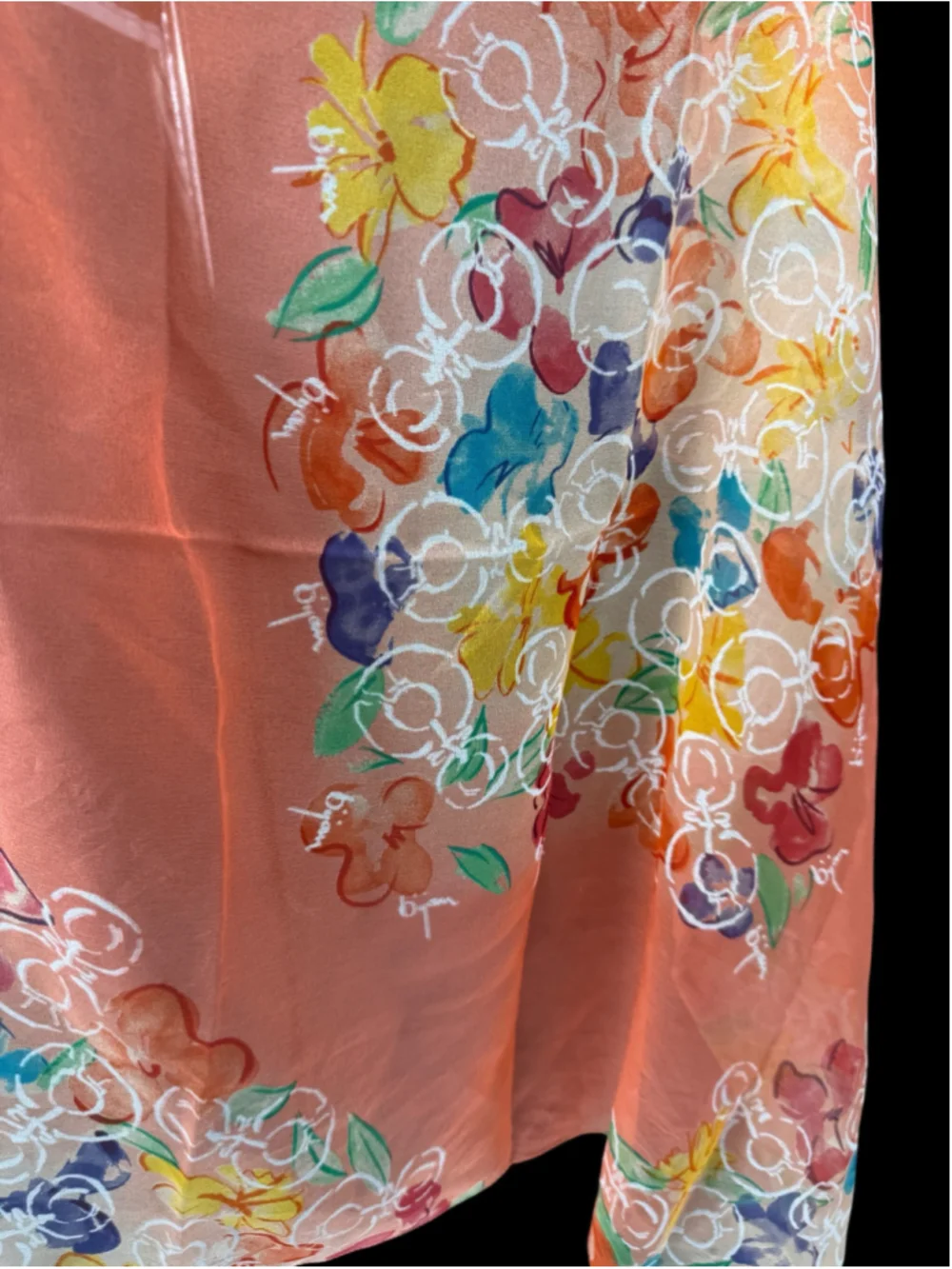 Women's Bijan Silk Scarf One Size Orange Floral Print